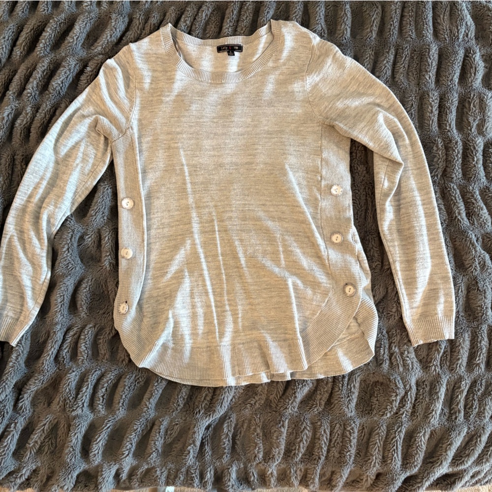 Women's Gray Sweater with Button Accents
